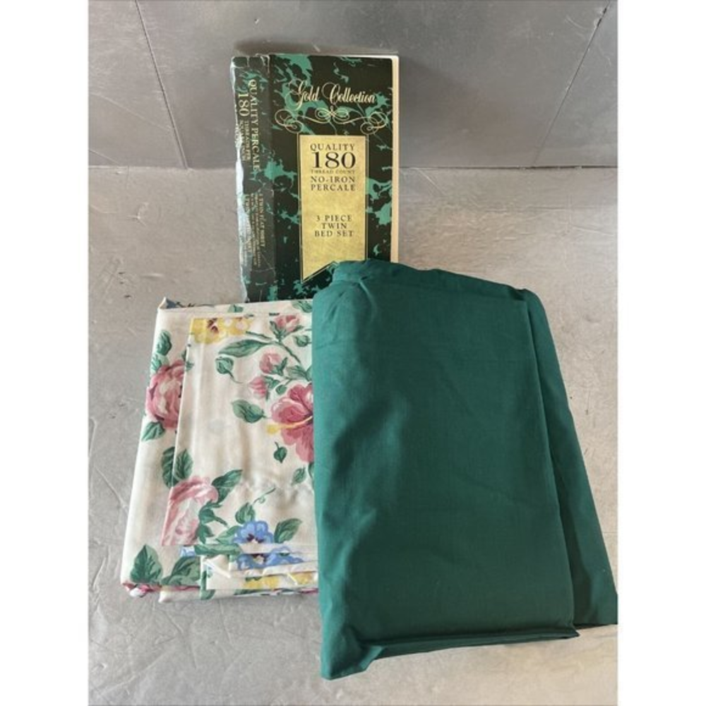 Vtg ROYALE Gold Collection 3 Pc Floral Twin Bed Sheet Set 180 Ct Cottagecore